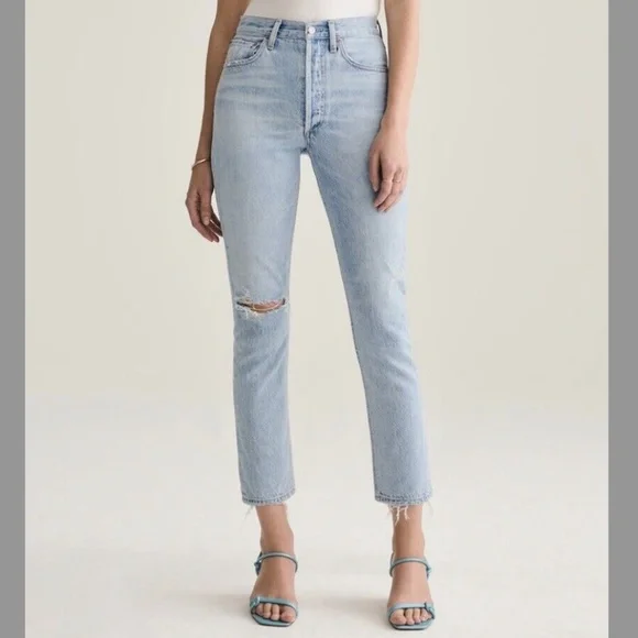 AGOLDE Riley High-waisted Cropped Jeans - Picture 2 of 11